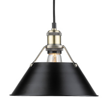 Golden 3306-M AB-BLK - Yep by Golden Lighting Orwell 1-light 10in Pendant in Aged Brass and Matte Black shade